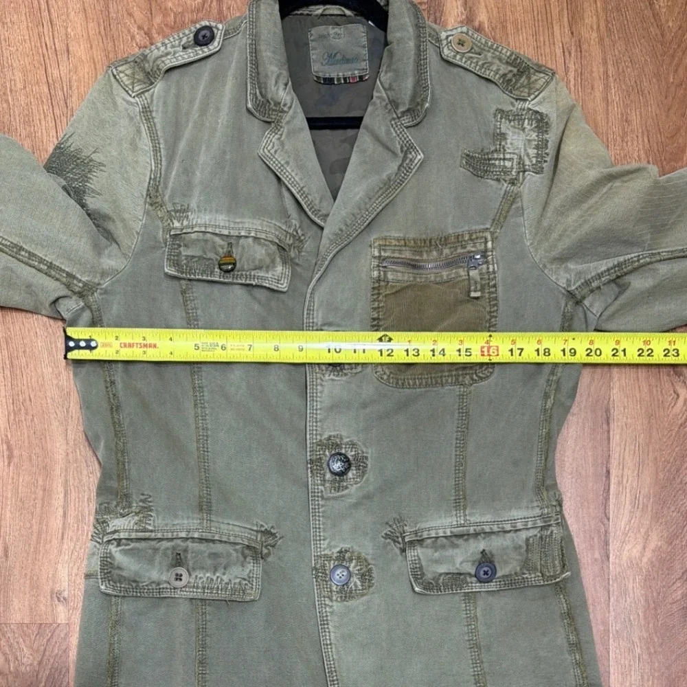 Triple‎ 5 Soul Y2K Men Medium Military Jacket Green Distressed Skull Graphic